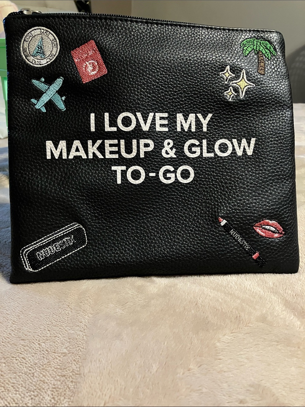Makeup & Glow To-Go Travel Pouch & Mini Glow Bag & FREE BURTS BEES lip balm/tint